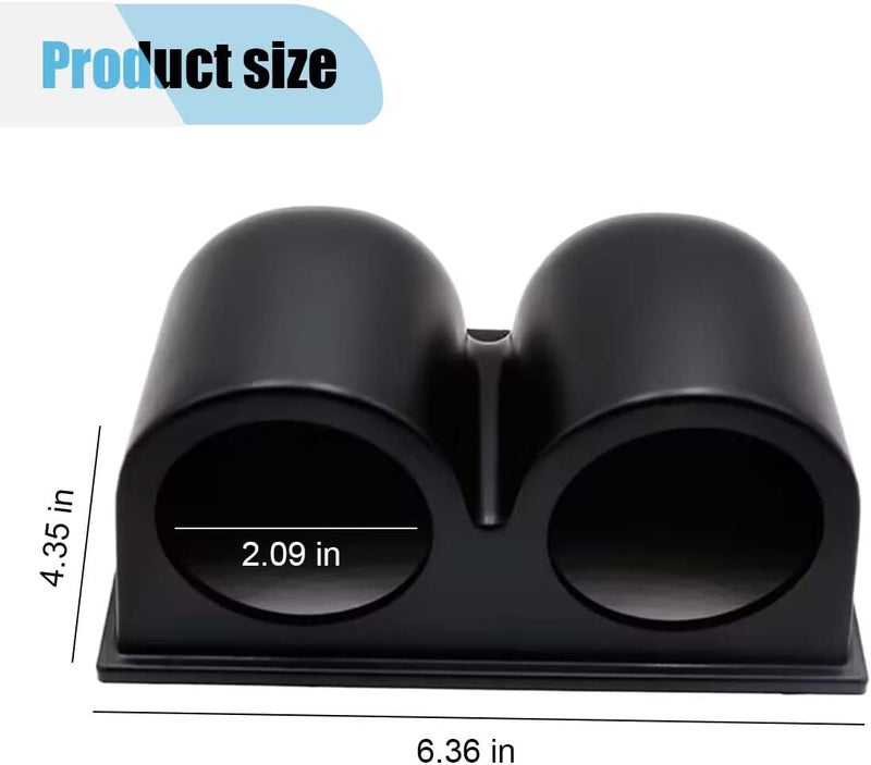 BDZMC Universal Black 2" 52mm Dual Hole Gauge Dashboard Pod, ABS Plastic Car Dash Meter Cup Gauge Pod Mount Holder, Fit Most Cars, Trucks, Boats(Two Hole) - Image 2